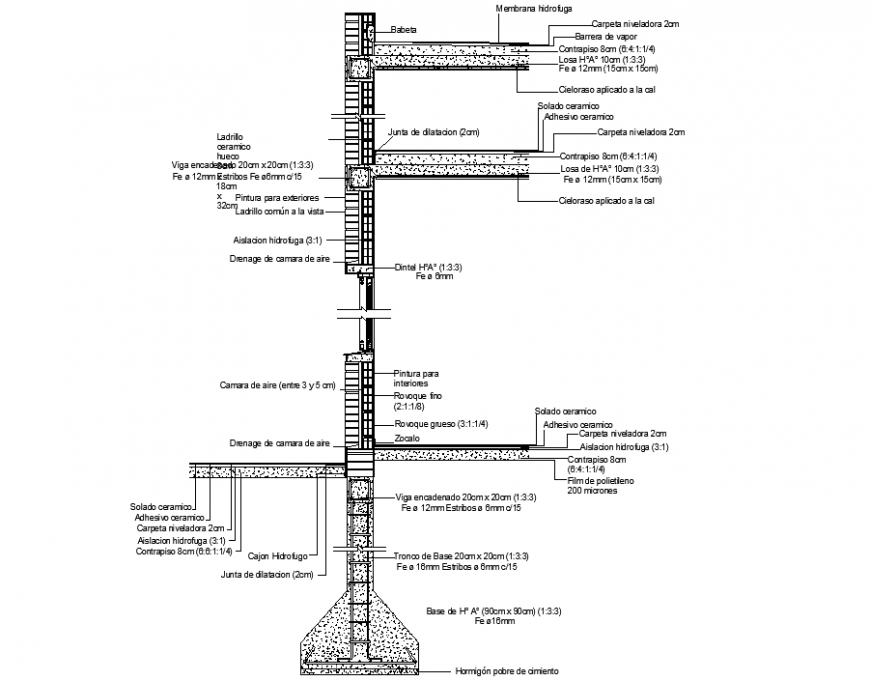 Concrete structure with air chamber plan detail dwg file.