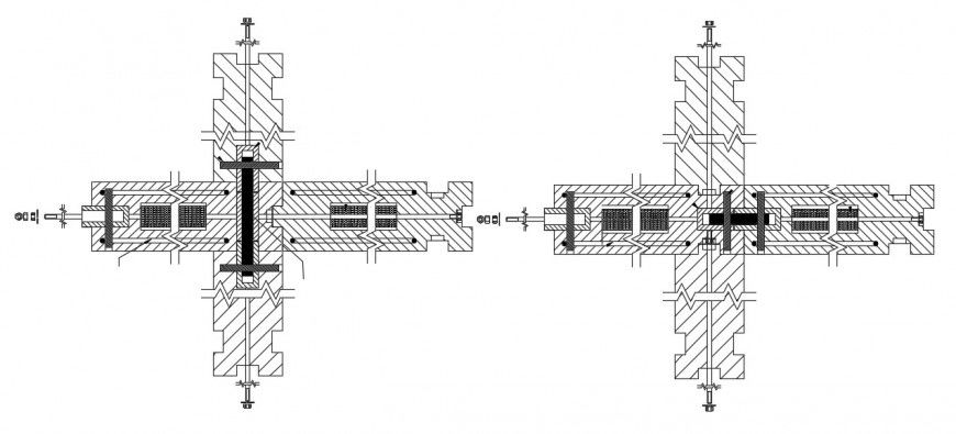Concrete union walls constructive system drawing details dwg file