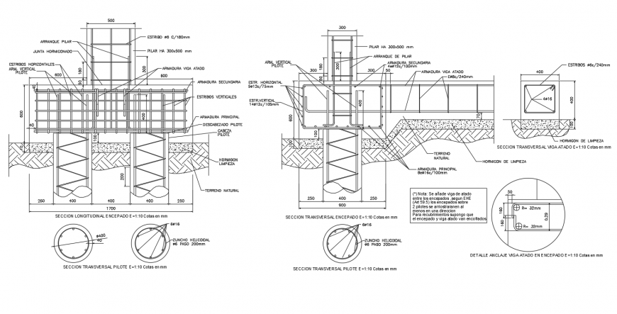 Concrete view with elevation of beam and column design dwg file