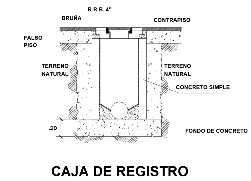 Concrete wall constructive structure details dwg file