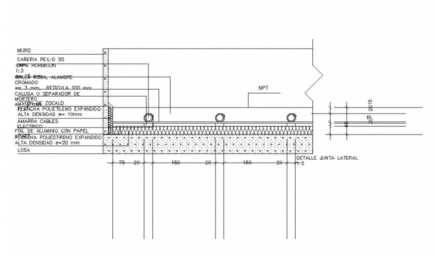 Concrete wall joint and construction drawing details dwg file