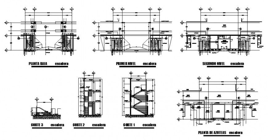 Condominium house staircases section and structure details dwg file