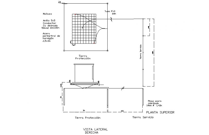 Conductor ground plane with upper floor cad structure details dwg file
