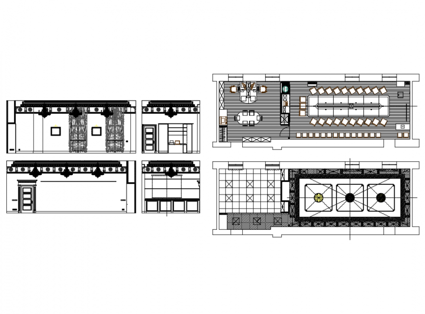 Conference room sectional and layout plan details of office dwg file