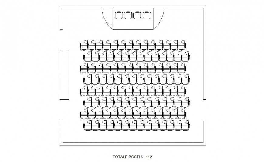 Conference room top view layout plan detail dwg file