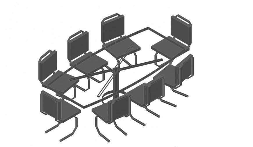 Conference table 3d model detail in dwg AutoCAD file.