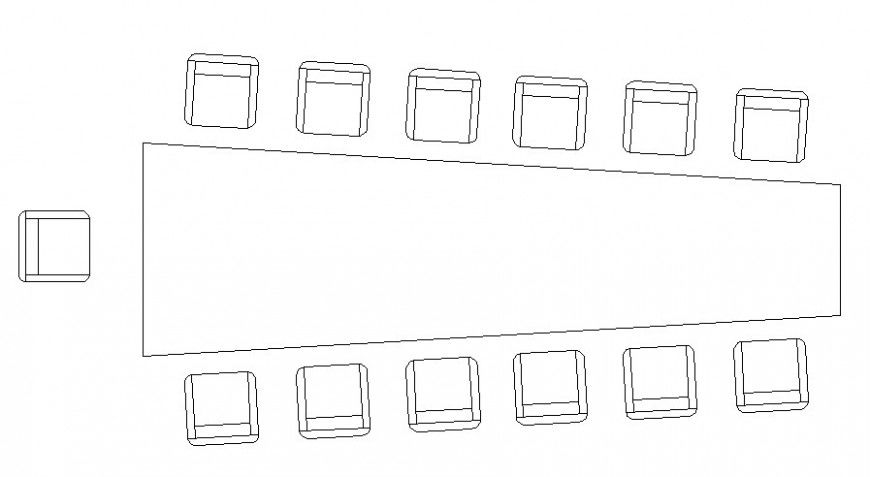 Conference table and chair 2d drawing in autocad software