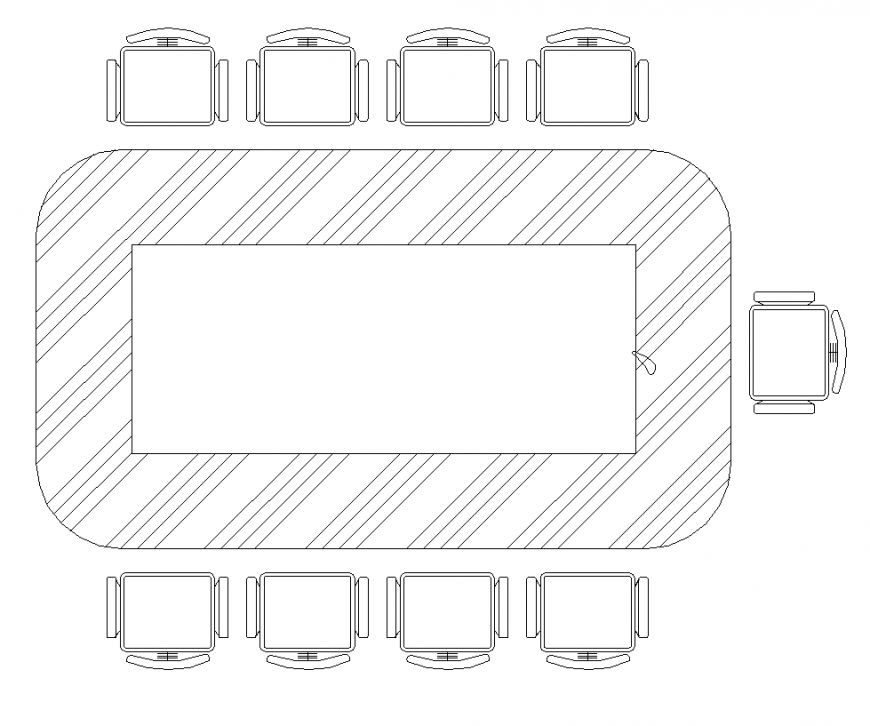 Conference table design detail elevation 2d view layout file