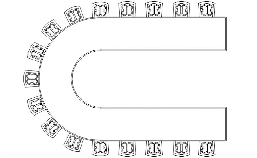 2D CAD Block of Conference Table for Office Furniture Plan