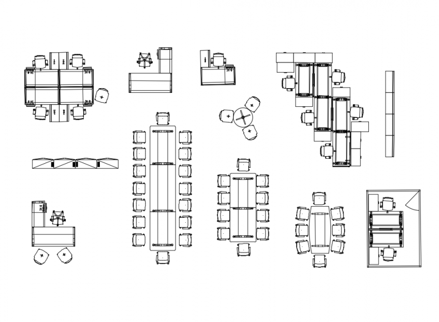 Conference tables furniture cad blocks details for office dwg file