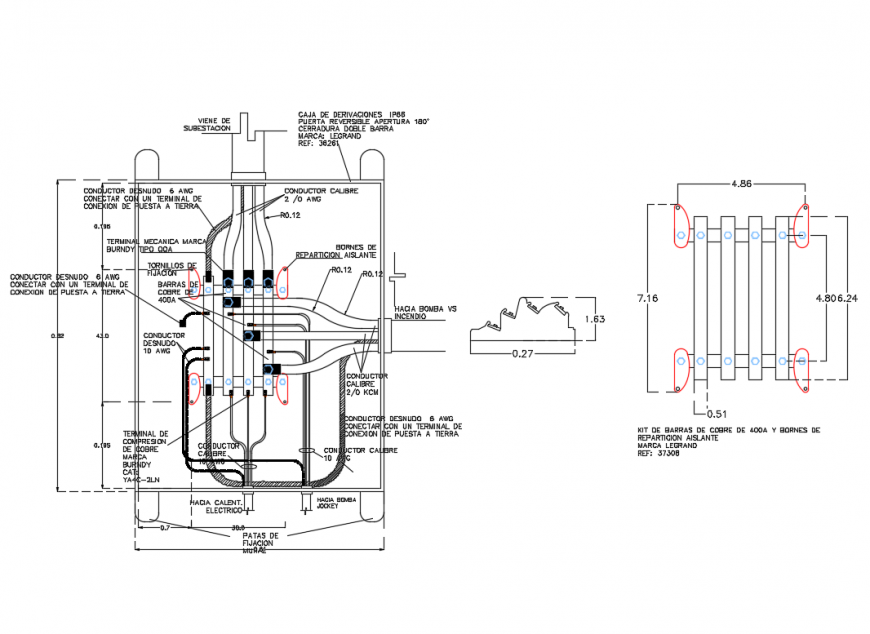 Connection box electrical structure cad drawing details dwg file