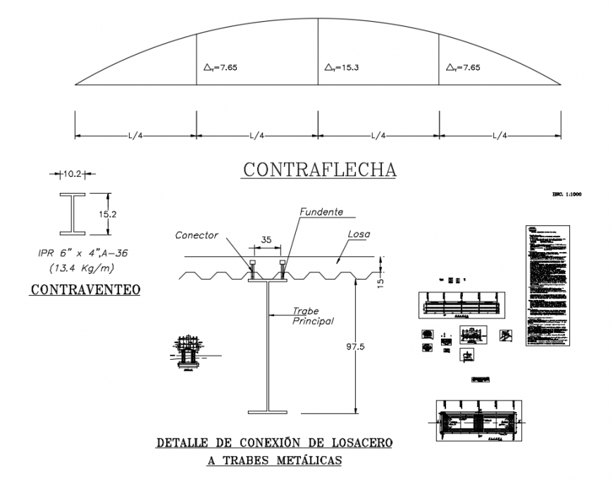 Connection detail of the steel to metal bars dwg file