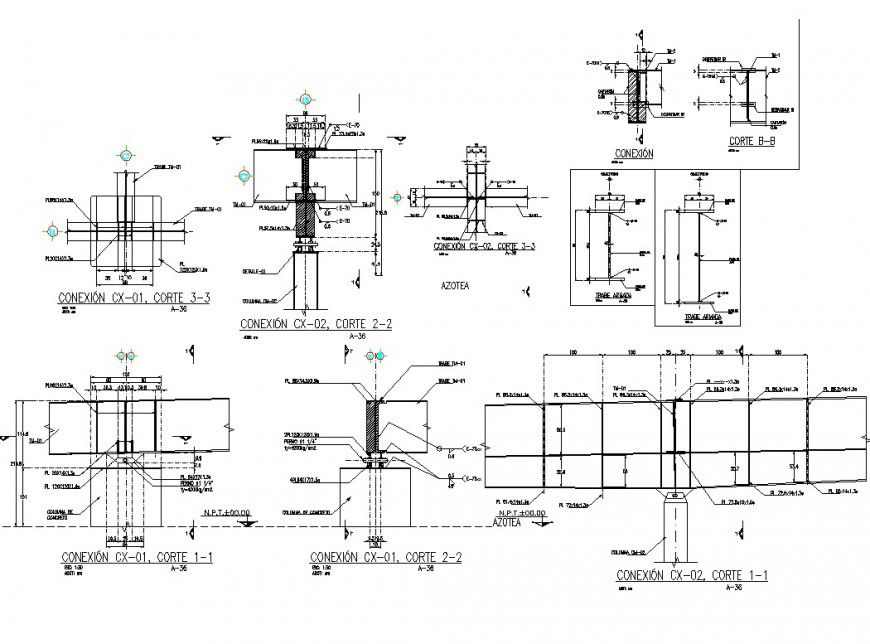 Connection id metal section detail dwg file