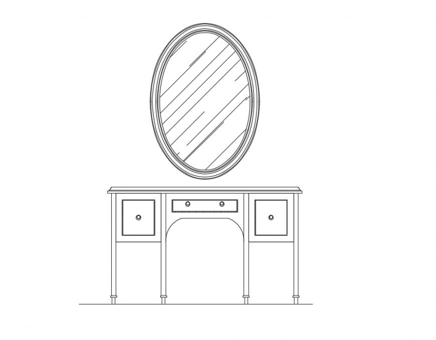 Console front door table block cad drawing details dwg file