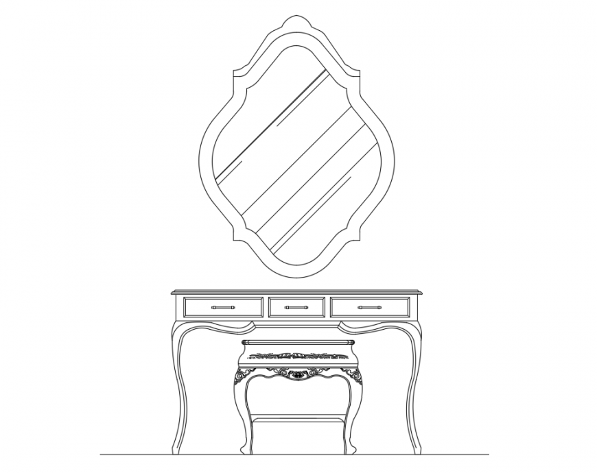 Console wooden cabinet table for drawing room cad drawing details dwg file