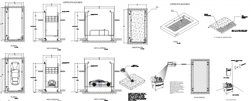 Constriction detailing of house parking area plan detail dwg file.