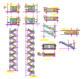construction detail of metallic stairs detail design drawing