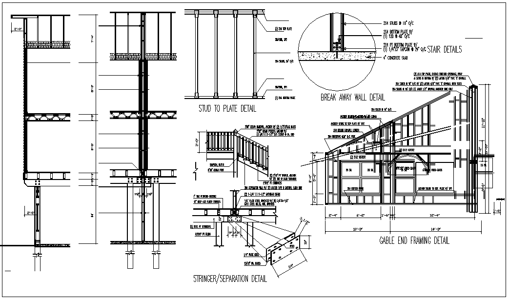 construction detail of wall dwg file