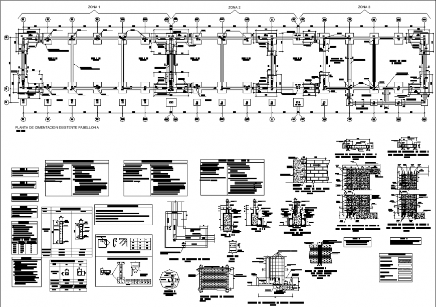 Construction and structure drawing of building in dwg file.