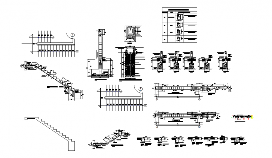 Construction and structure drawing of staircase in dwg file.