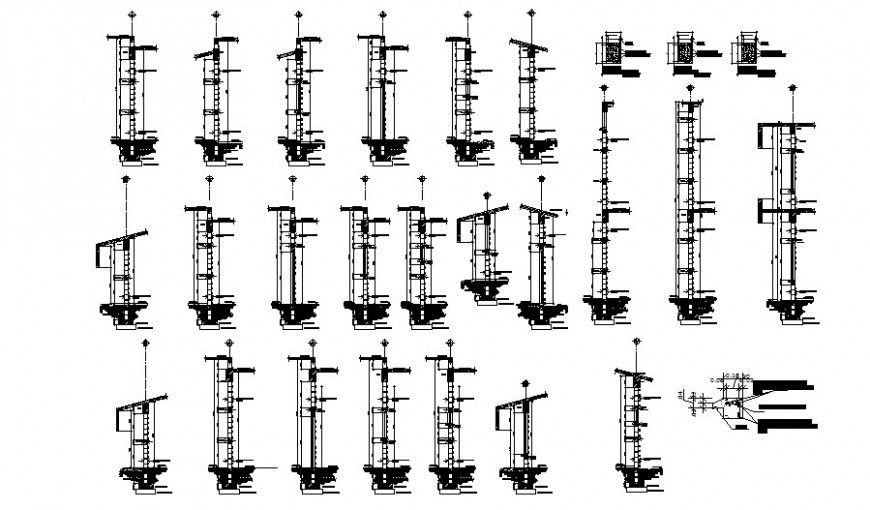 Construction blocks details of column drawing in Autocad