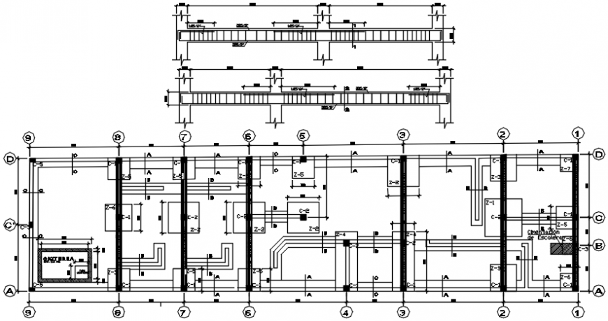 Construction blocks of the column and beam 2d view autocad software file