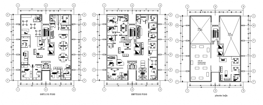 Construction company offices plan in dwg file.