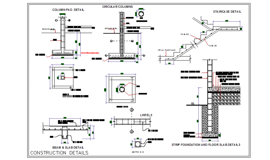 Construction detail design drawing of Bungalow project