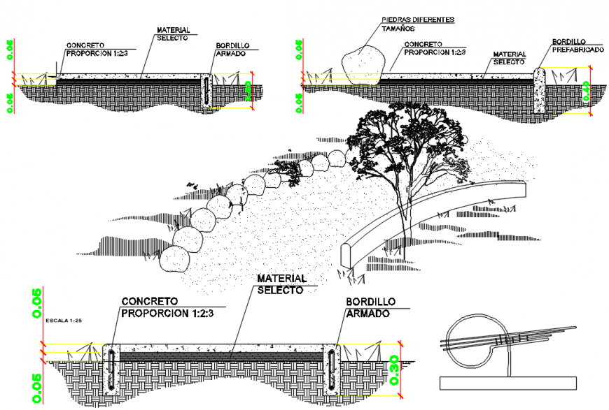 construction detail garden way drawing