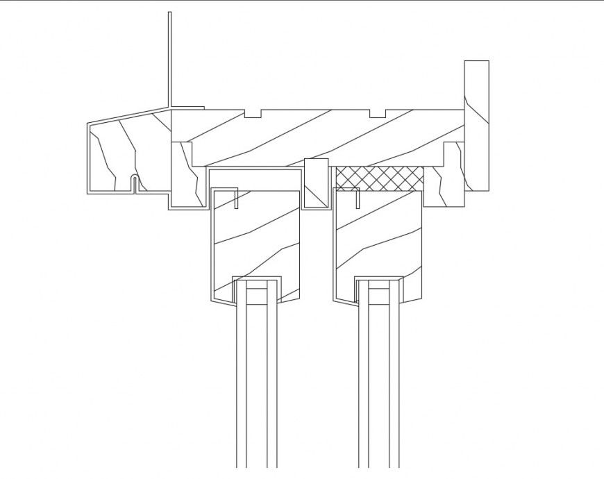 Construction Detail of Aluminum Sliding Window Support superior dwg file