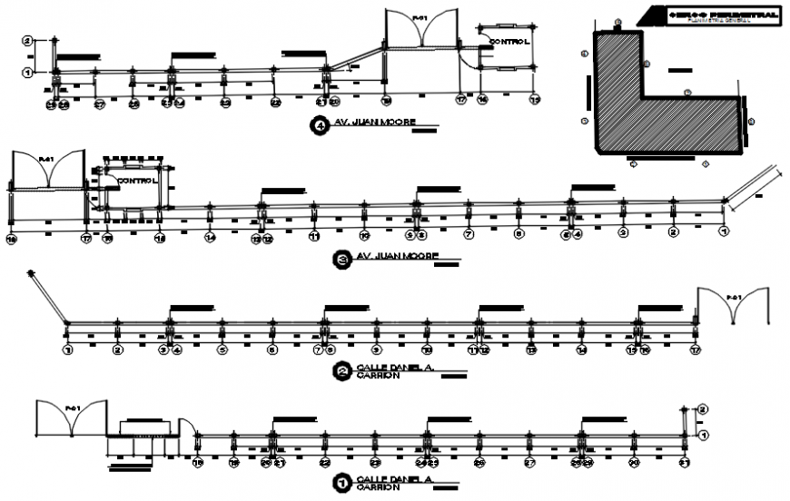 Construction detail of column in hospital plan of auto cad