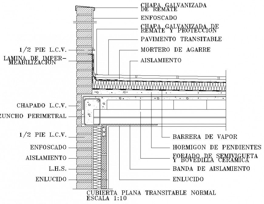 Construction detail of floor in dwg file.