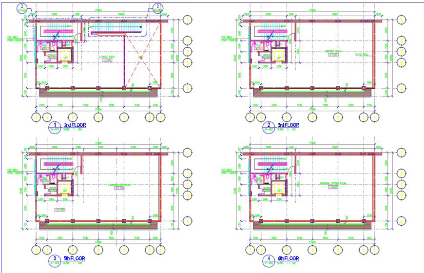 Hotel layout construction detail in DWG AutoCAD drawing