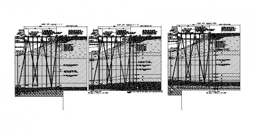 Construction detail of wall and its support in auto cad