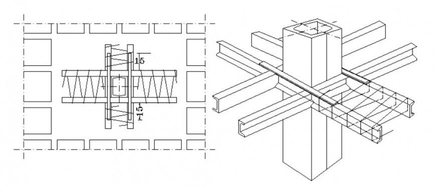 Construction details 2d view structural blocks dwg autocad file