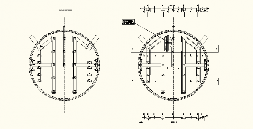 Construction details basis for silos elevation autocad file