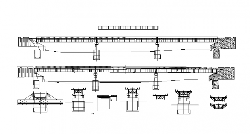 Construction details of bridge structure 2d view autocad file