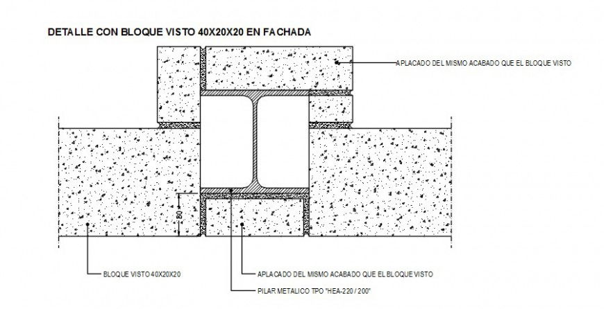 Construction details of concrete masonry units 2d view autocad file