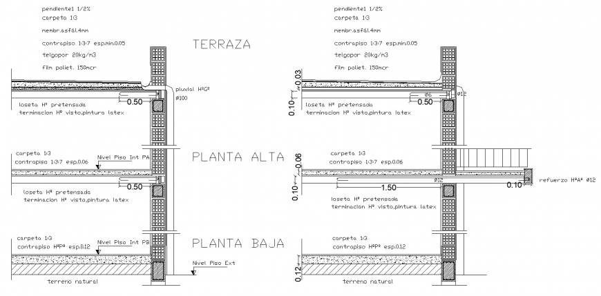 Construction details of house drawing in dwg file.