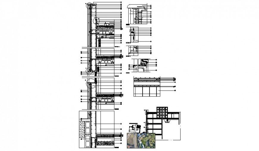 Construction details of wall section drawings 2d view autocad file