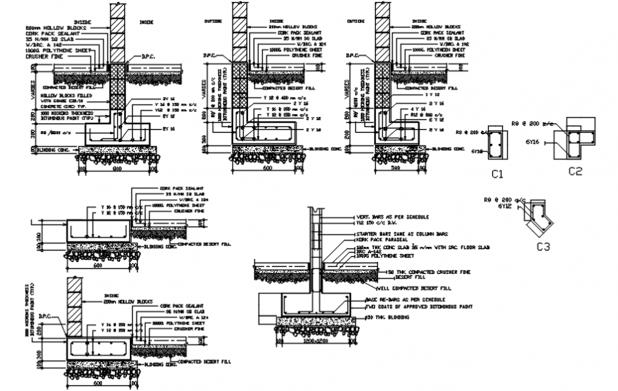 Construction footing detail cad file