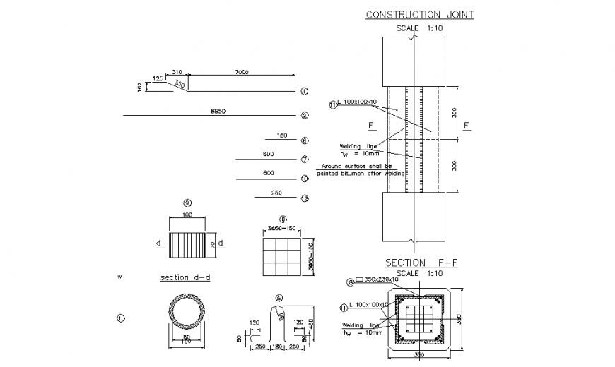 Construction Joints Design in DWG file