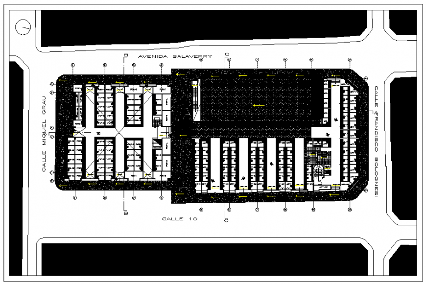 Construction of a office top view layout plan dwg file