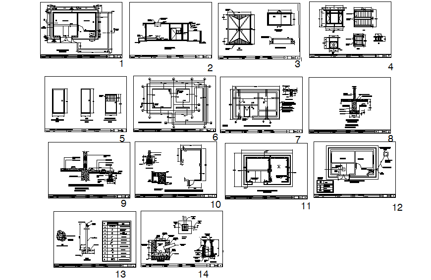 Construction of pump house and guard room in dwg file.