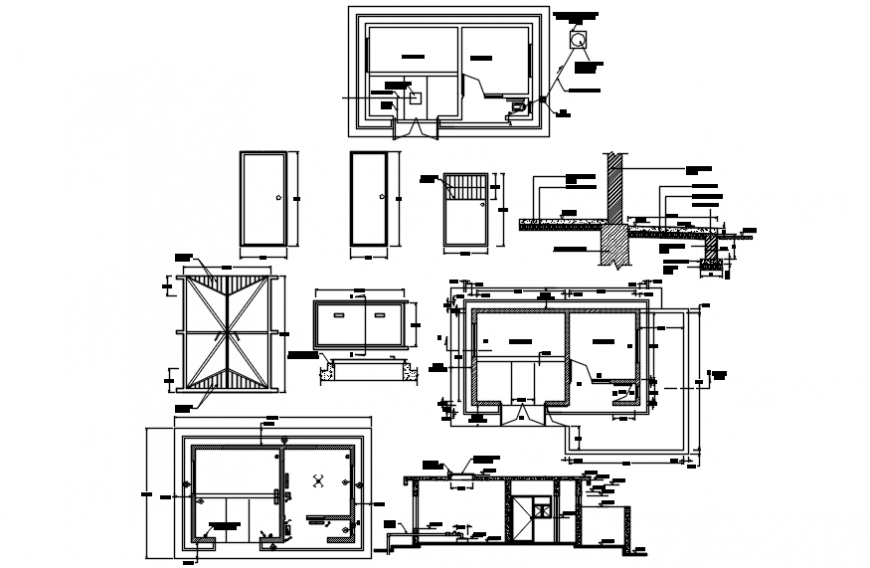 Construction of pump house and guard with cover plan detail in AutoCAD file
