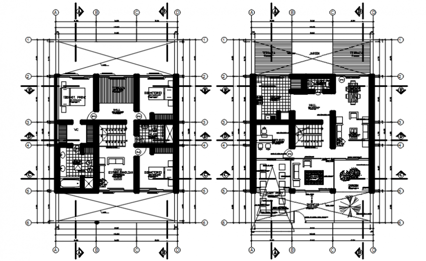 Construction plan drawings of house 2d view layout AutoCAD file