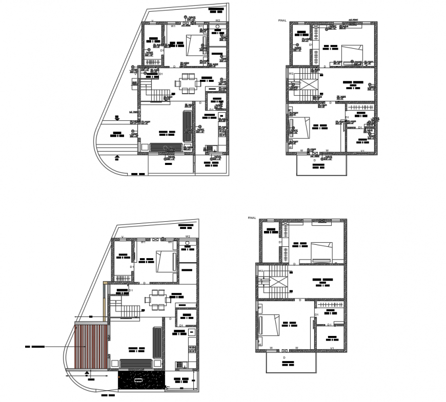 Construction plan of house 2d view layout autocad file