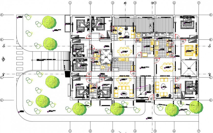 Construction plan of housing apartment flats details in autocad software file