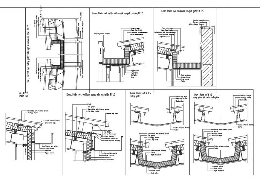 Construction roof section plan autocad file