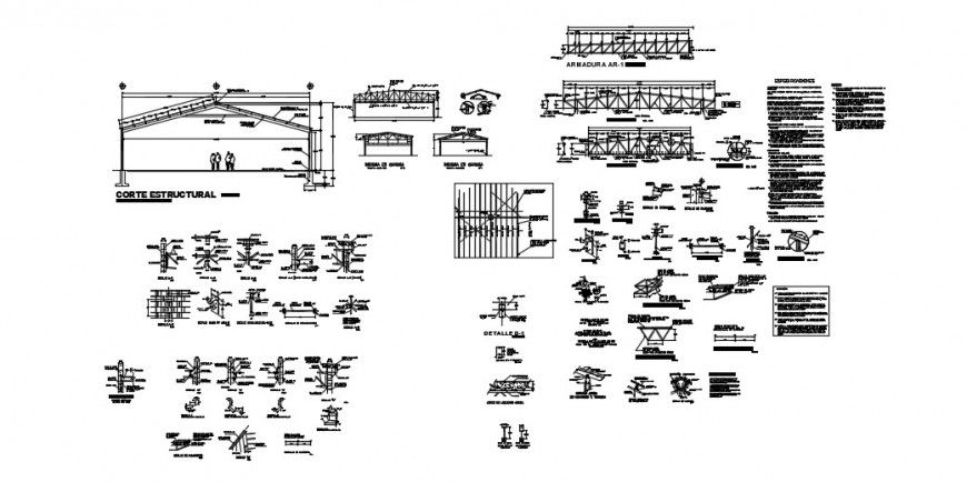 Construction sectional elevations in detail dwg file
